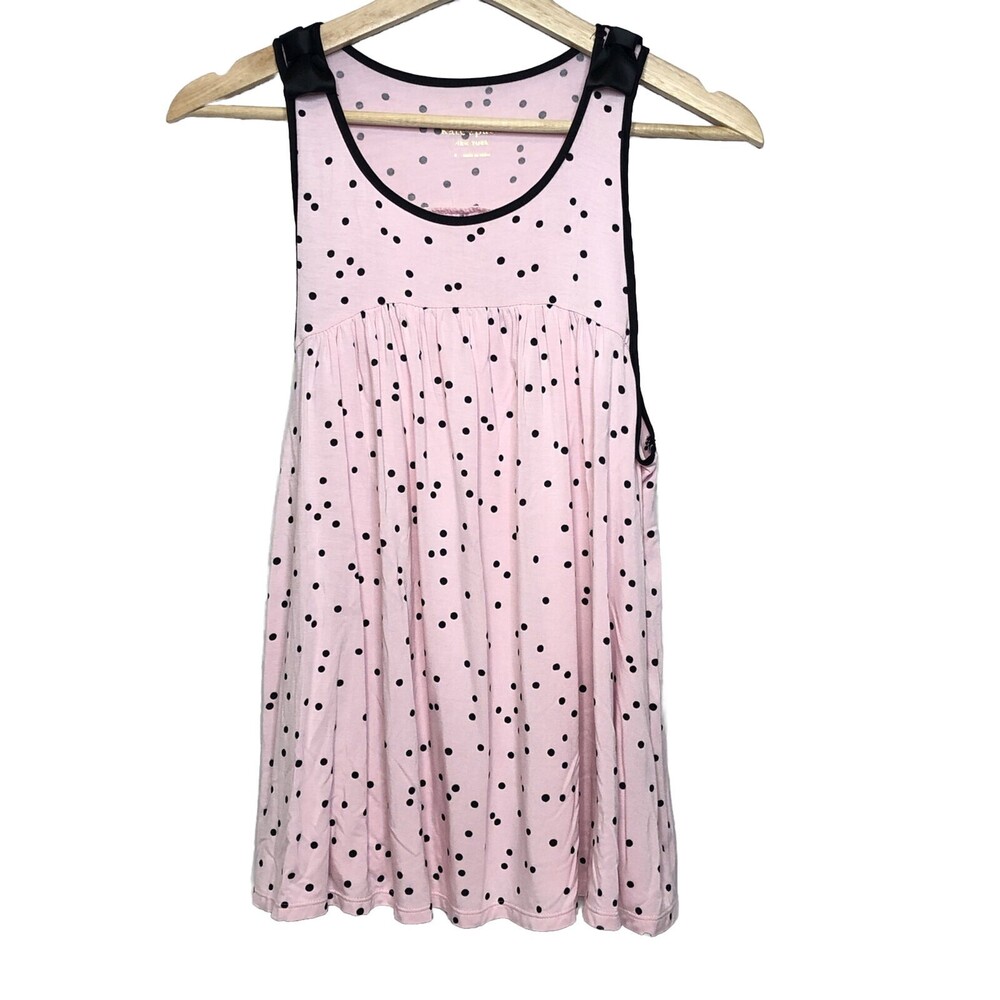 Kate Spade New York Scattered Dot PJ Tank Top SMALL Pink Polka Black Soft Bow